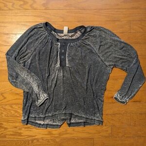 We the free burnout gray oversized long sleeve shirt